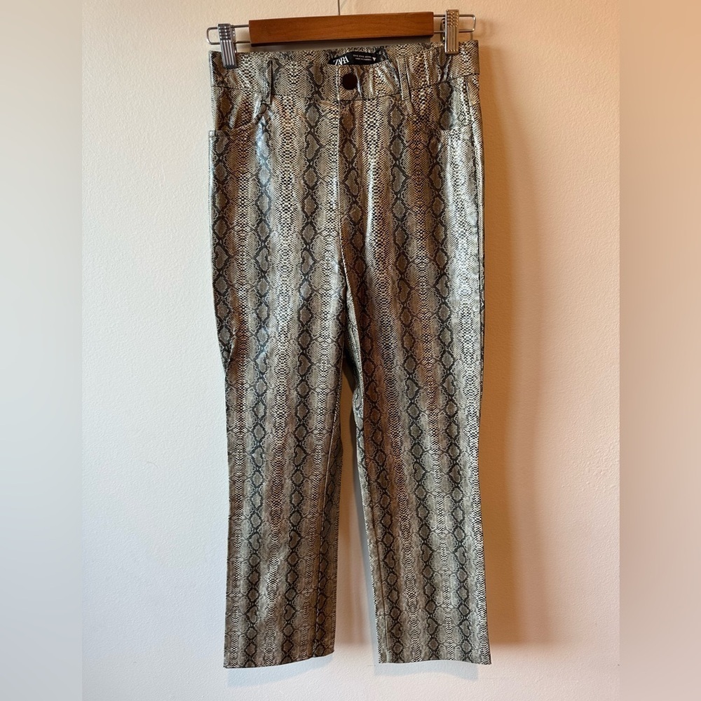 Zara Snakeskin Pleather Pants